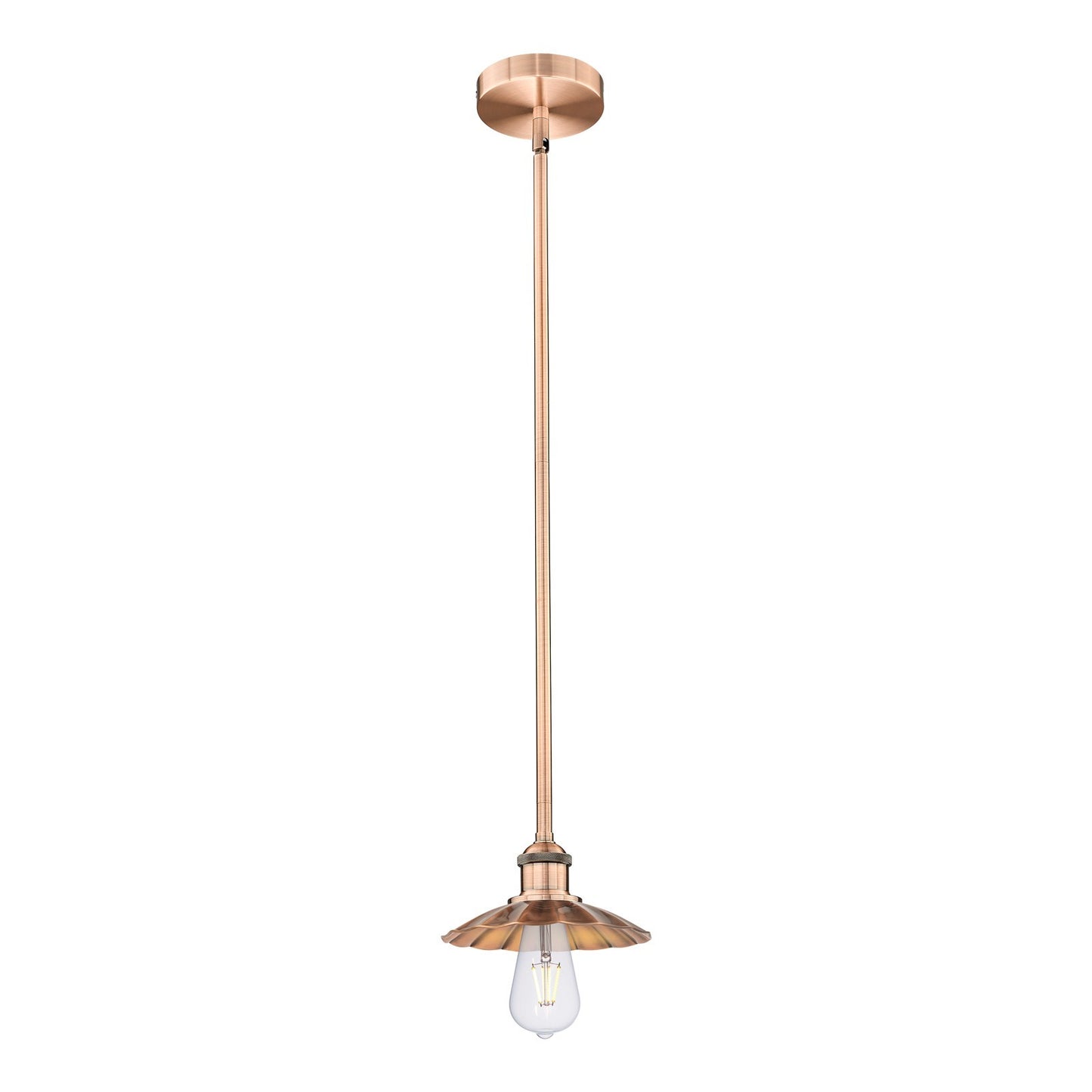 Innovations Scallop 8in 1-Light Mini Pendant | Traditional Industrial Antique Copper Steel and Cast Brass | Kitchen Island & | Model 616-1S-AC-M17-AC