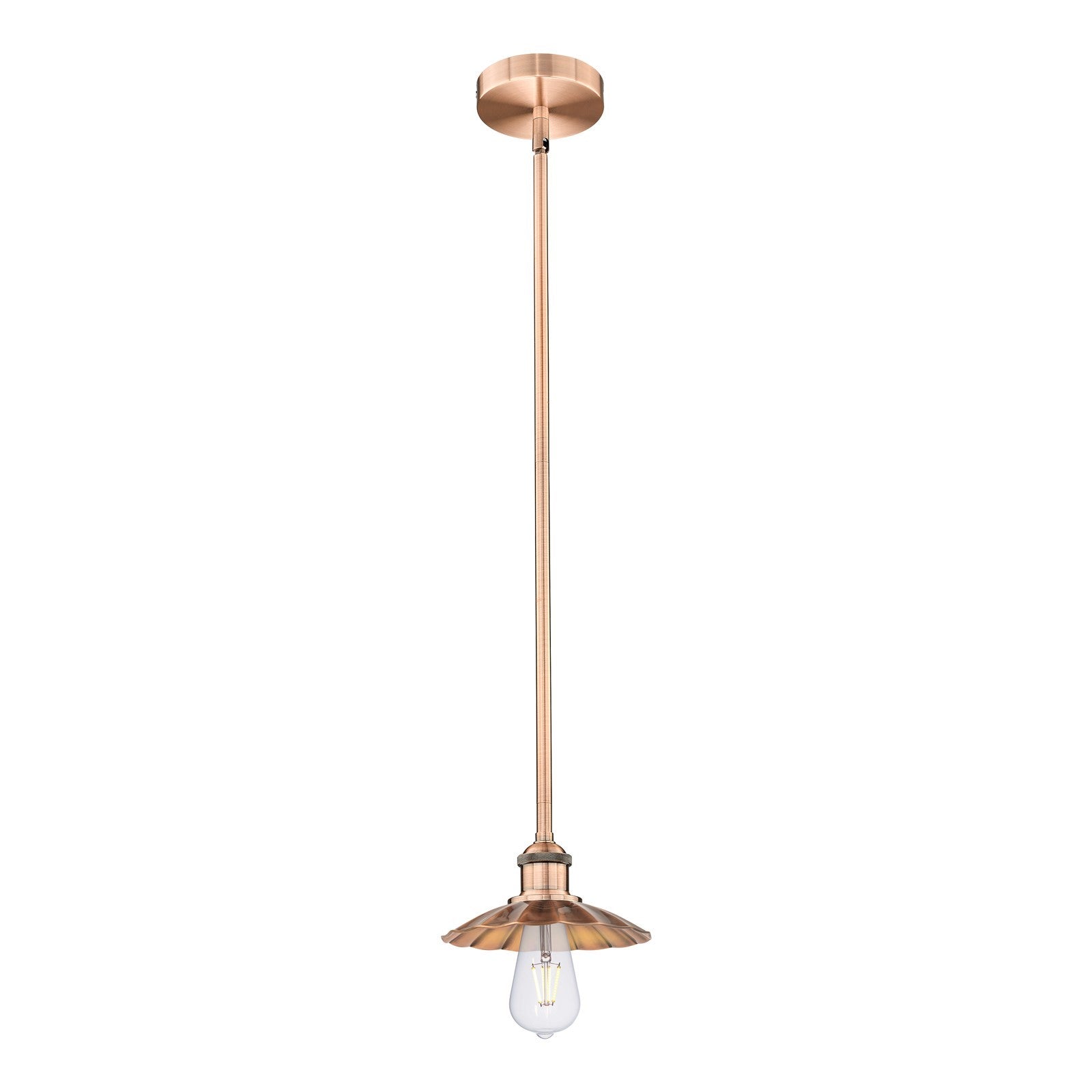 Innovations Scallop 8in 1-Light Mini Pendant | Traditional Industrial Antique Copper Steel and Cast Brass | Kitchen Island & | Model 616-1S-AC-M17-AC