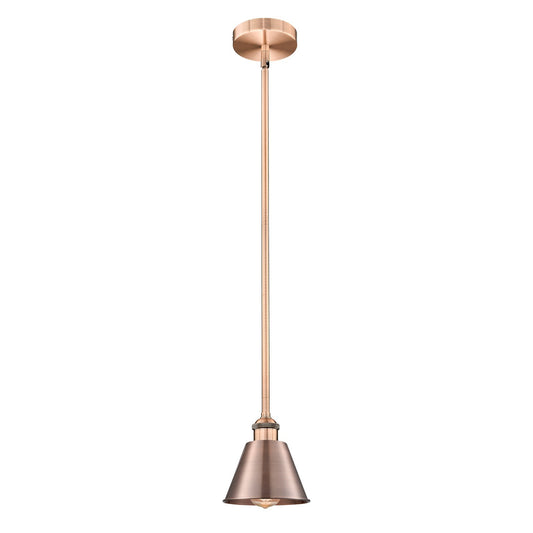 Innovations Lighting Smithfield 7in 1-Light Mini Pendant | Industrial Farmhouse Antique Copper Steel and Metal Shade | Kitchen Island | Model 616-1S-AC-M8