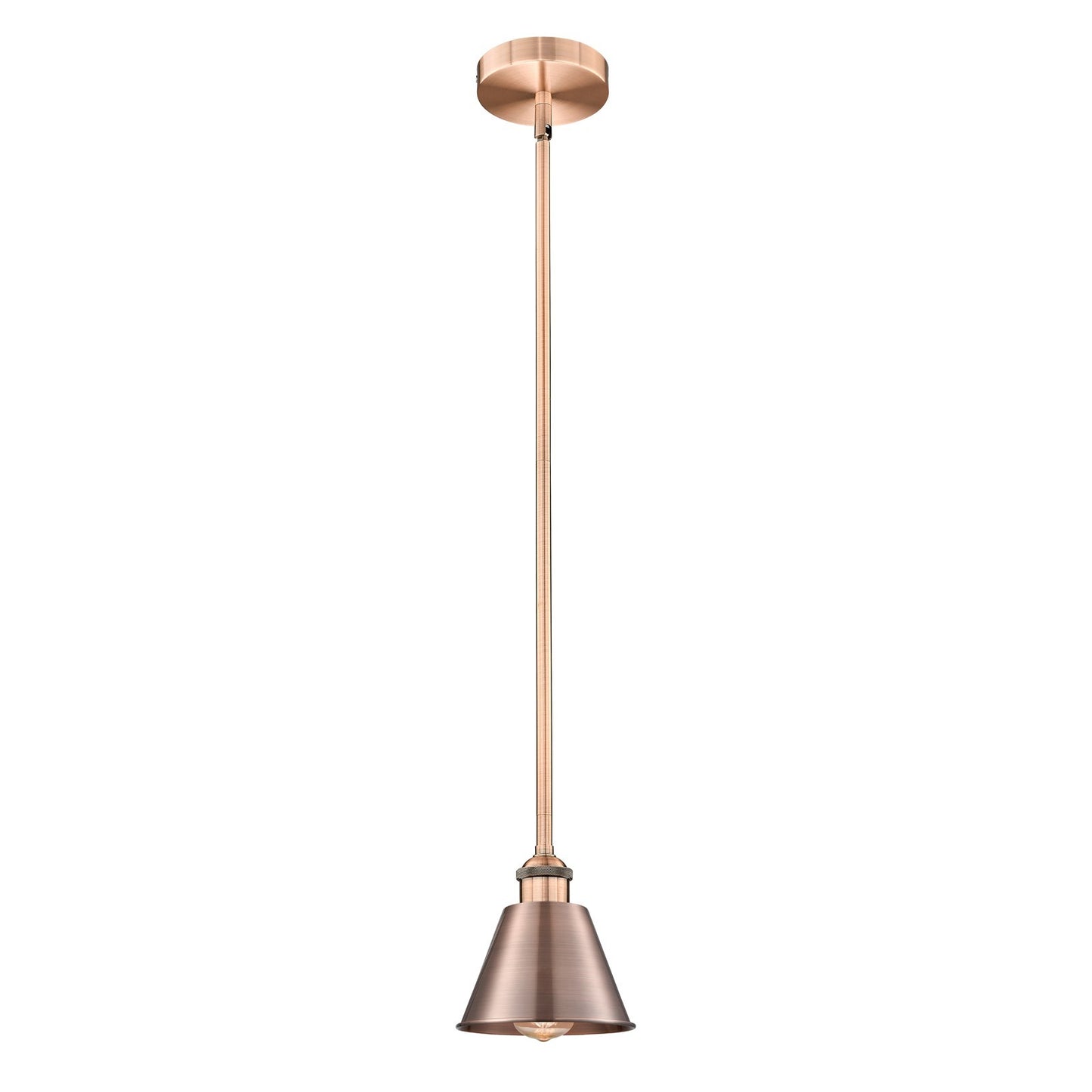 Innovations Lighting Smithfield 7in 1-Light Mini Pendant | Industrial Farmhouse Antique Copper Steel and Metal Shade | Kitchen Island | Model 616-1S-AC-M8