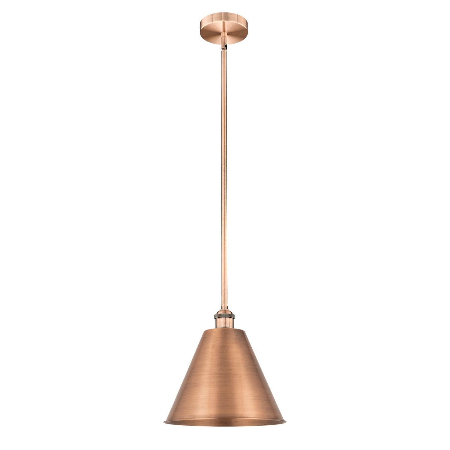 Innovations Berkshire 12in 1-Light Mini Pendant | Industrial Antique Copper Steel and Cast Brass Metal | Kitchen Island & | Model 616-1S-AC-MBC-12-AC