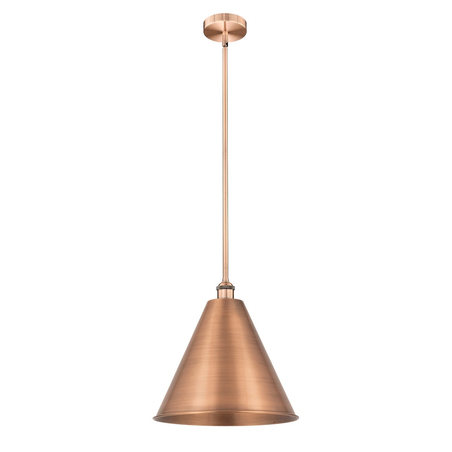 Innovations Berkshire 16in 1-Light Mini Pendant | Industrial Antique Copper Steel and Cast Brass Metal Shade | Kitchen | Model 616-1S-AC-MBC-16-AC-LED