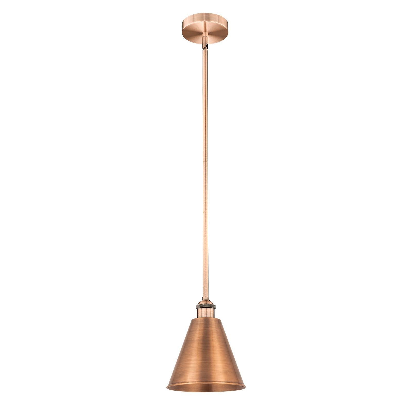 Innovations Berkshire 8in 1-Light Mini Pendant | Industrial Antique Copper Steel and Cast Brass | Kitchen Island & Dining Room | Model 616-1S-AC-MBC-8-AC