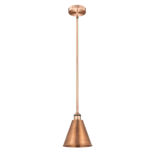 Innovations Berkshire 8in 1-Light Mini Pendant | Industrial Antique Copper Steel and Cast Brass | Kitchen Island & Dining Room | Model 616-1S-AC-MBC-8-AC