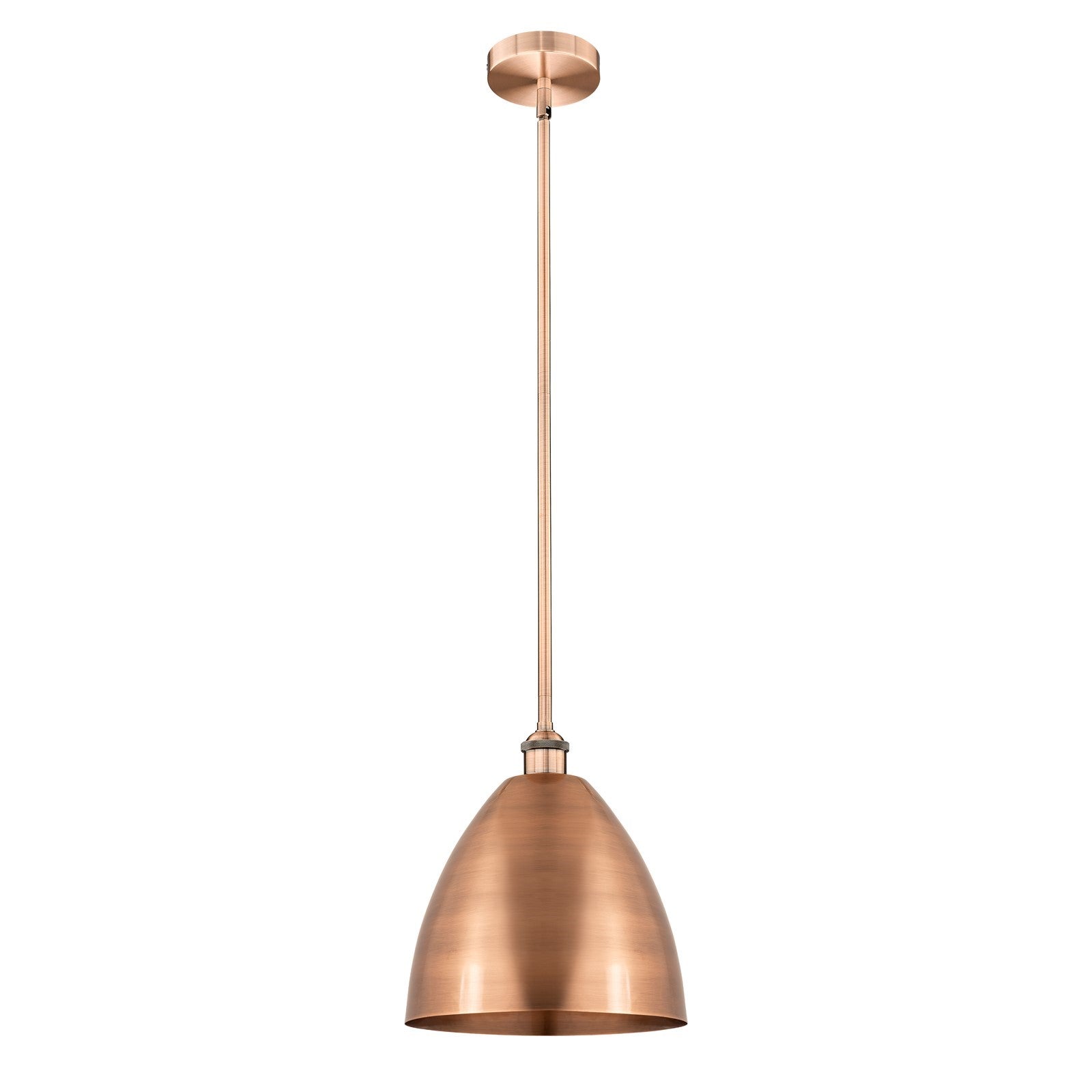 Innovations Bristol 12in 1-Light Mini Pendant | Industrial Antique Copper Steel and Cast Brass with Antique Copper Metal | Model 616-1S-AC-MBD-12-AC-LED