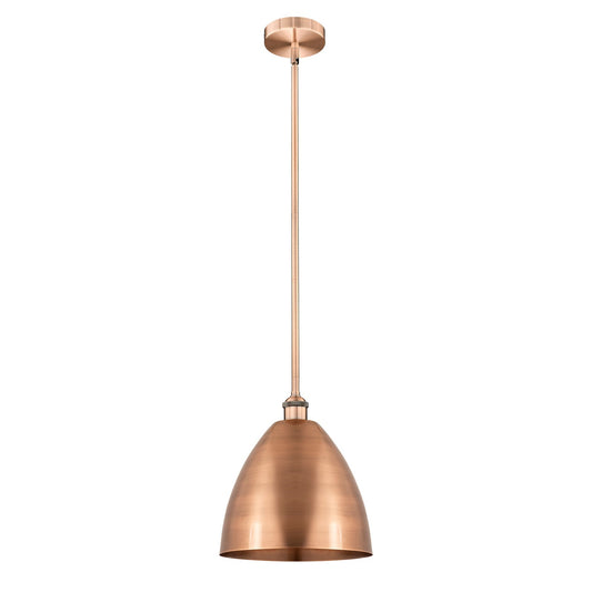 Innovations Bristol 12in 1-Light Mini Pendant | Industrial Antique Copper Steel and Cast Brass with Antique Copper Metal | Model 616-1S-AC-MBD-12-AC-LED