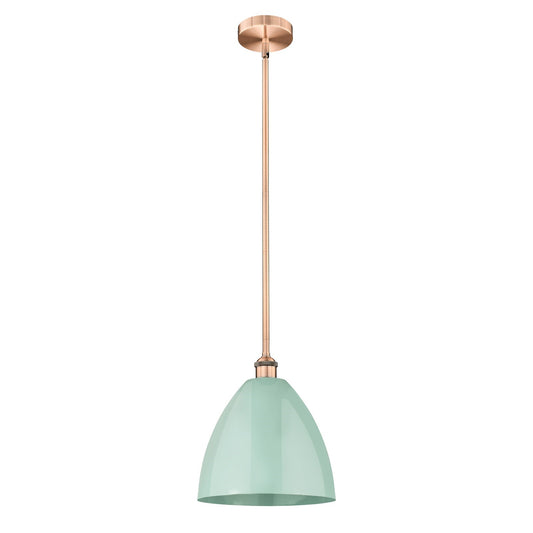 Innovations Plymouth 12in 1-Light Mini Pendant | Industrial Antique Copper and Matte Seafoam Metal | Kitchen Island & Dining | Model 616-1S-AC-MBD-12-SF