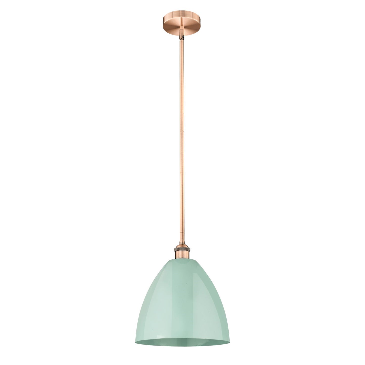 Innovations Plymouth 12in 1-Light Mini Pendant | Industrial Antique Copper and Matte Seafoam Metal | Kitchen Island & Dining | Model 616-1S-AC-MBD-12-SF