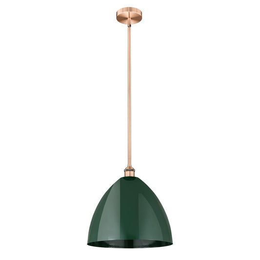 Innovations Plymouth 16in 1-Light Mini Pendant | Industrial Antique Copper and Matte Green Metal | Kitchen Island & Dining | Model 616-1S-AC-MBD-16-GR-LED