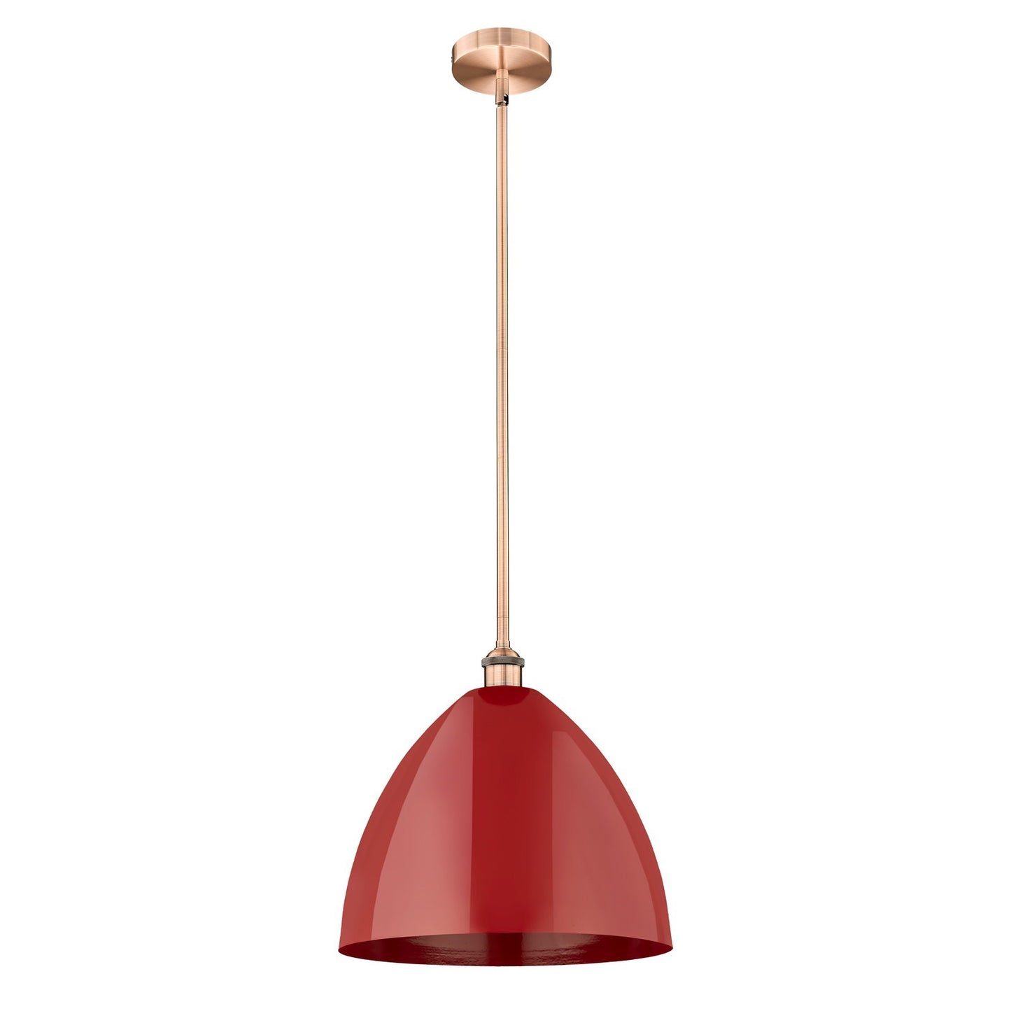 Innovations Plymouth 16in 1-Light Mini Pendant | Industrial Antique Copper Steel and Matte Red Metal | Kitchen Island & Dining | Model 616-1S-AC-MBD-16-RD