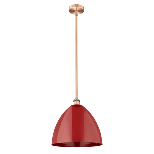 Innovations Plymouth 16in 1-Light Mini Pendant | Industrial Antique Copper Steel and Matte Red Metal | Kitchen Island & Dining | Model 616-1S-AC-MBD-16-RD