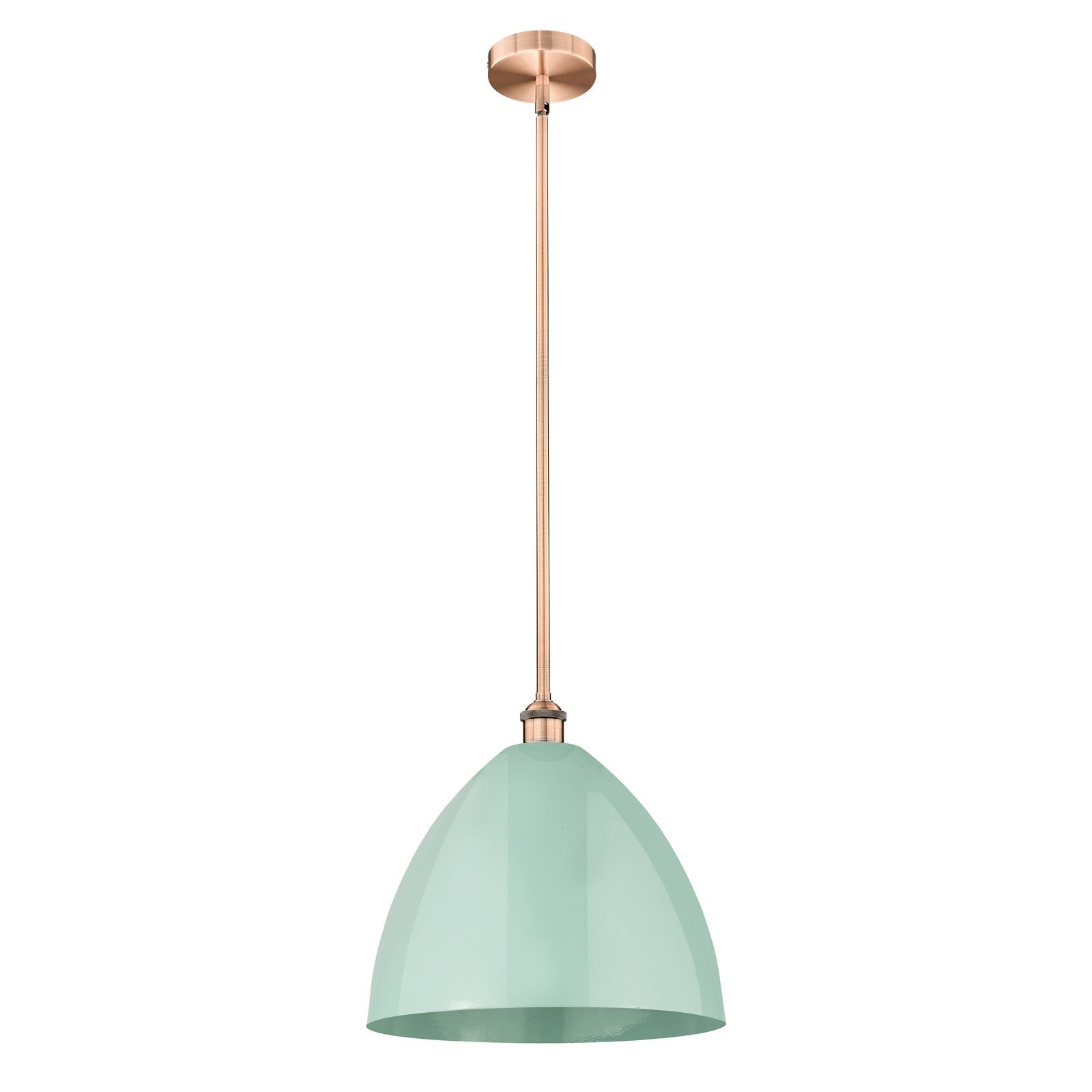 Innovations Plymouth 16in 1-Light Mini Pendant | Industrial Antique Copper and Matte Seafoam Metal | Kitchen Island & Dining | Model 616-1S-AC-MBD-16-SF