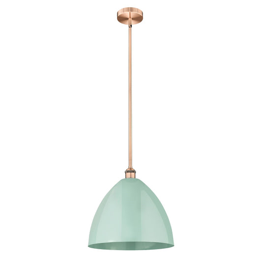 Innovations Plymouth 16in 1-Light Mini Pendant | Industrial Antique Copper and Matte Seafoam Metal | Kitchen Island & Dining | Model 616-1S-AC-MBD-16-SF