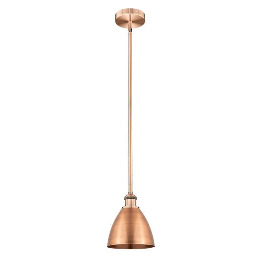 Innovations Bristol 8in 1-Light Mini Pendant | Industrial Antique Copper Steel and Cast Brass | Kitchen Island & Dining Room | Model 616-1S-AC-MBD-75-AC
