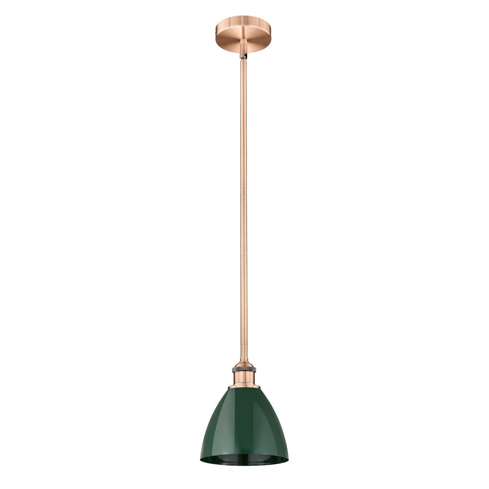 Innovations Plymouth 8in 1-Light Mini Pendant | Industrial Antique Copper and Matte Green Metal | Kitchen Island & Dining Room | Model 616-1S-AC-MBD-75-GR