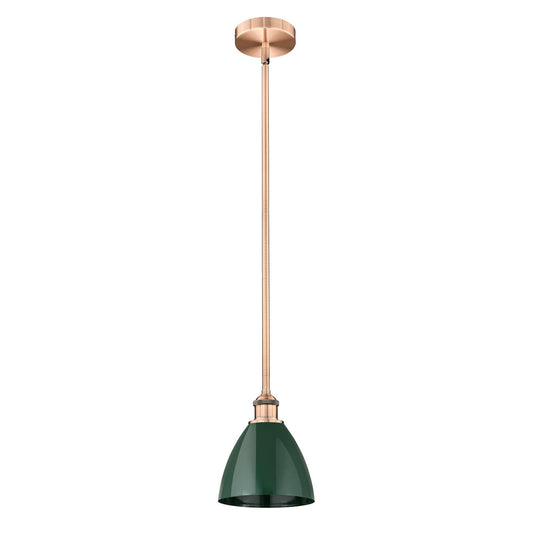 Innovations Plymouth 8in 1-Light Mini Pendant | Industrial Antique Copper and Matte Green Metal | Kitchen Island & Dining Room | Model 616-1S-AC-MBD-75-GR