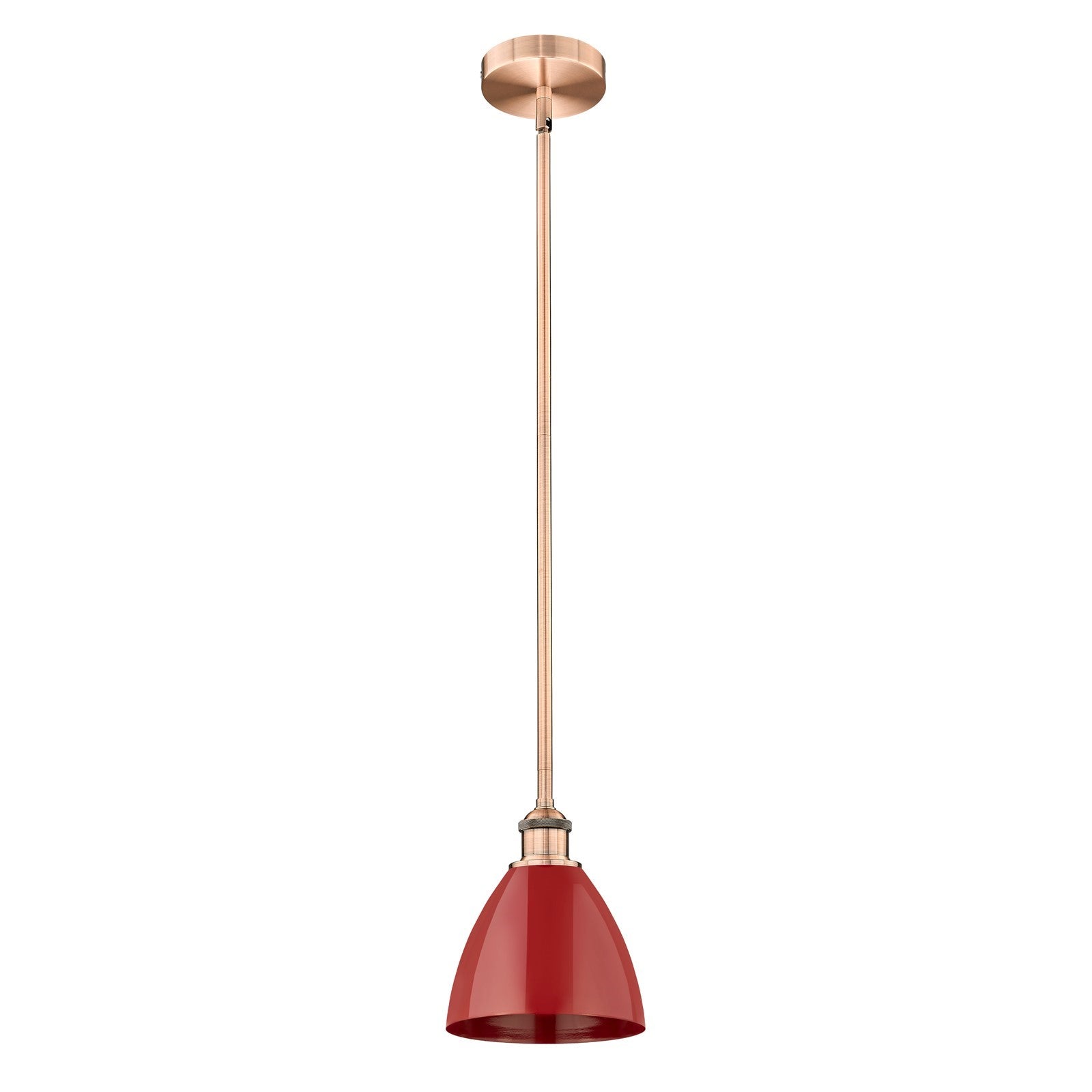 Innovations Plymouth 8in 1-Light Mini Pendant | Industrial Antique Copper Steel and Matte Red Metal | Kitchen Island | 7.5 x | Model 616-1S-AC-MBD-75-RD