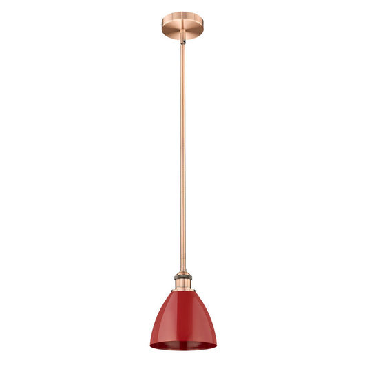 Innovations Plymouth 8in 1-Light Mini Pendant | Industrial Antique Copper Steel and Matte Red Metal | Kitchen Island | 7.5 x | Model 616-1S-AC-MBD-75-RD