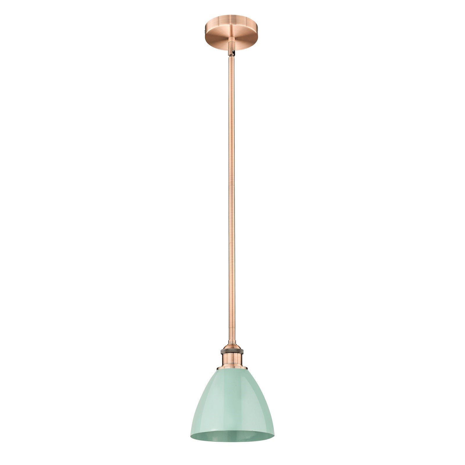 Innovations Plymouth 8in 1-Light Mini Pendant | Industrial Antique Copper and Matte Seafoam Metal | Kitchen Island | 7.5 x 7.5 | Model 616-1S-AC-MBD-75-SF