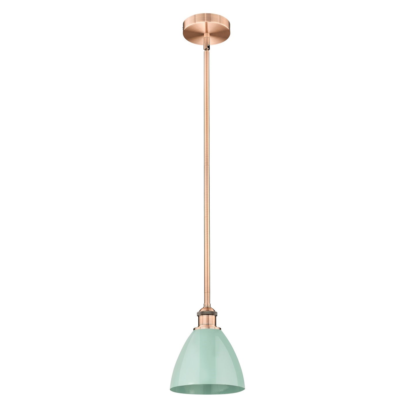 Innovations Plymouth 8in 1-Light Mini Pendant | Industrial Antique Copper and Matte Seafoam Metal | Kitchen Island | 7.5 x 7.5 | Model 616-1S-AC-MBD-75-SF