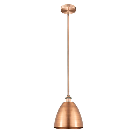 Innovations Bristol 9in 1-Light Mini Pendant | Industrial Antique Copper Steel and Cast Brass Metal Shade | Kitchen Island | Model 616-1S-AC-MBD-9-AC-LED