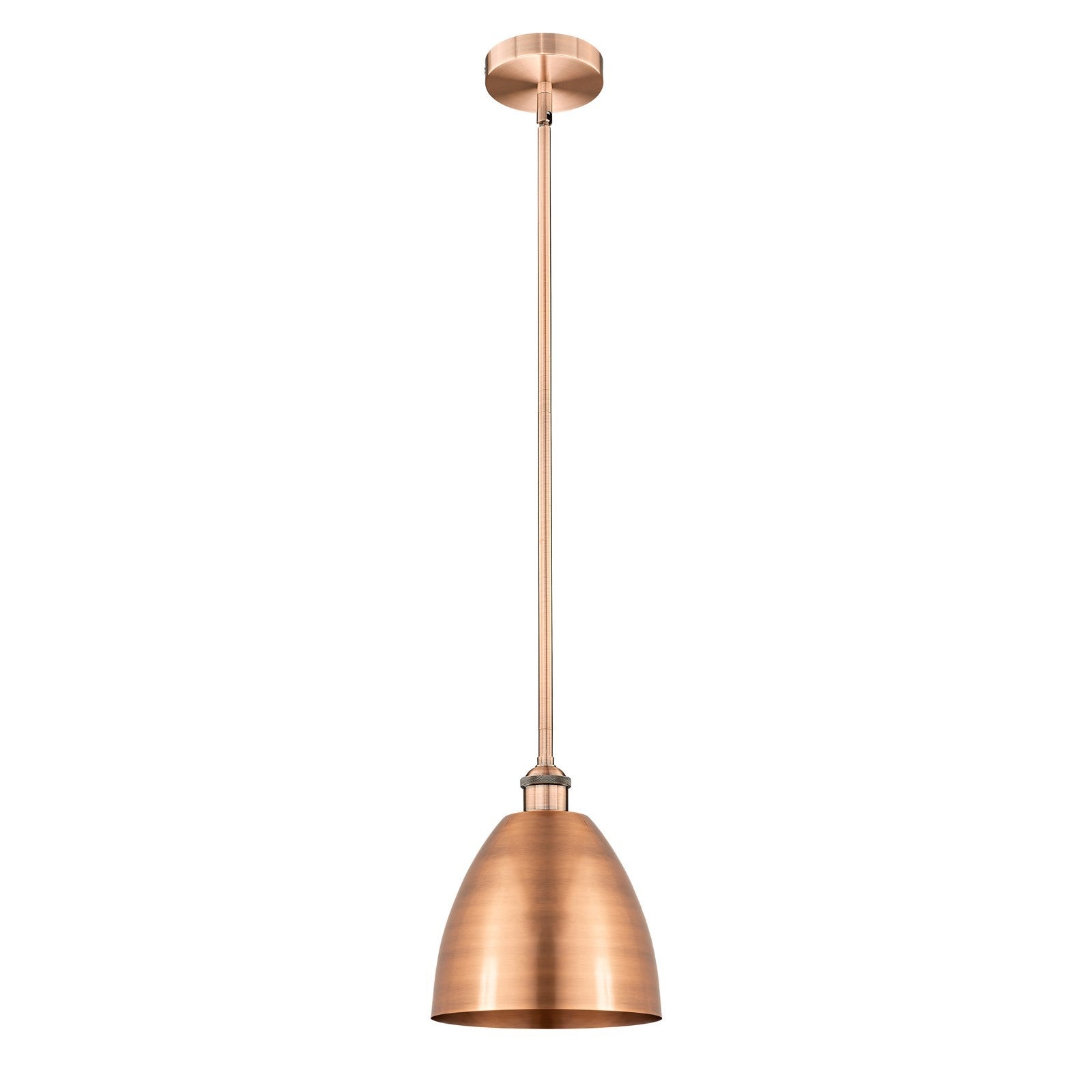 Innovations Bristol 9in 1-Light Mini Pendant | Industrial Antique Copper Steel and Cast Brass Metal Shade | Kitchen Island | Model 616-1S-AC-MBD-9-AC-LED