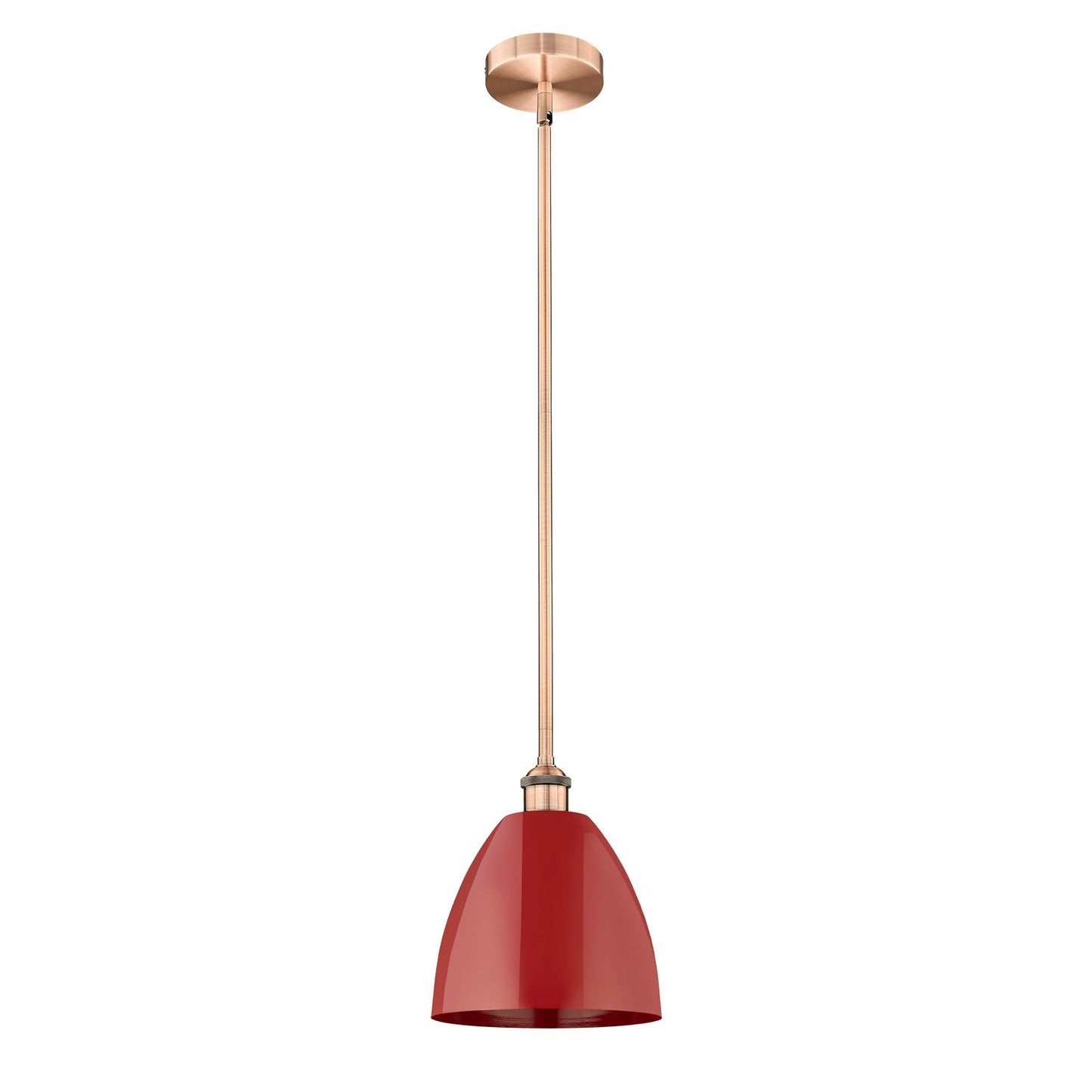 Innovations Plymouth 9in 1-Light Mini Pendant | Industrial Antique Copper and Matte Red Metal | Kitchen Island & Dining Room | Model 616-1S-AC-MBD-9-RD