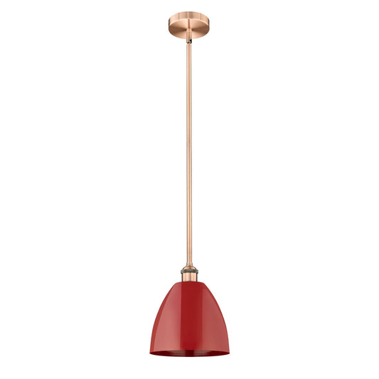 Innovations Plymouth 9in 1-Light Mini Pendant | Industrial Antique Copper and Matte Red Metal | Kitchen Island & Dining Room | Model 616-1S-AC-MBD-9-RD