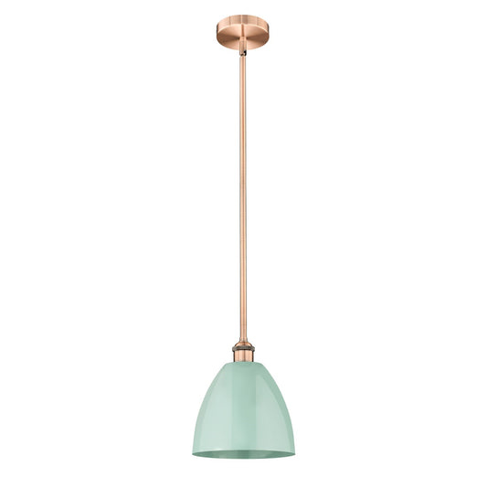 Innovations Plymouth 9in 1-Light Mini Pendant | Industrial Antique Copper and Matte Seafoam Metal | Kitchen Island & Dining | Model 616-1S-AC-MBD-9-SF-LED