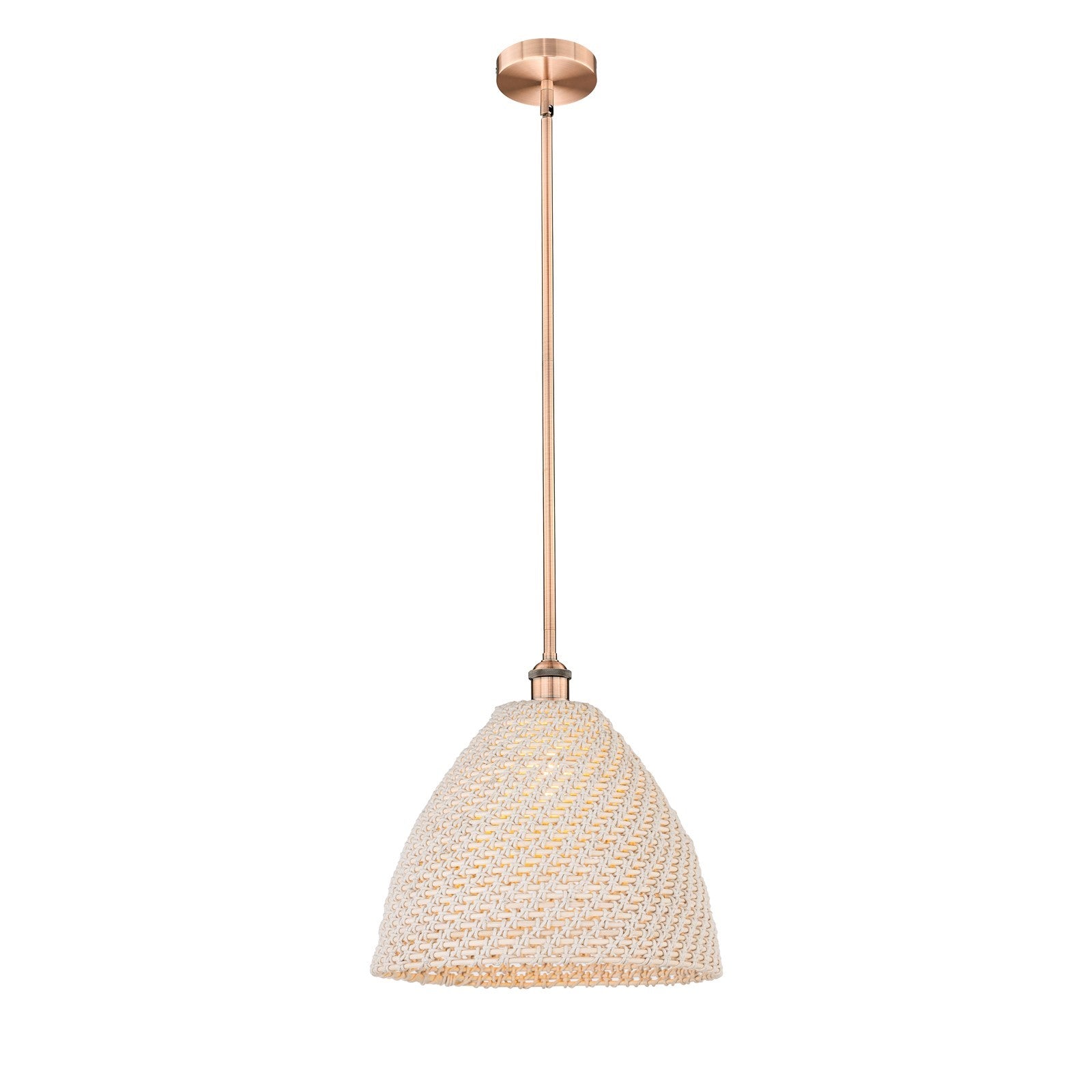 Innovations Bristol Natural 16in 1-Light Mini Pendant | Farmhouse Antique Copper Steel and Natural Fiber Shade | Kitchen | Model 616-1S-AC-NBD-16-NAT