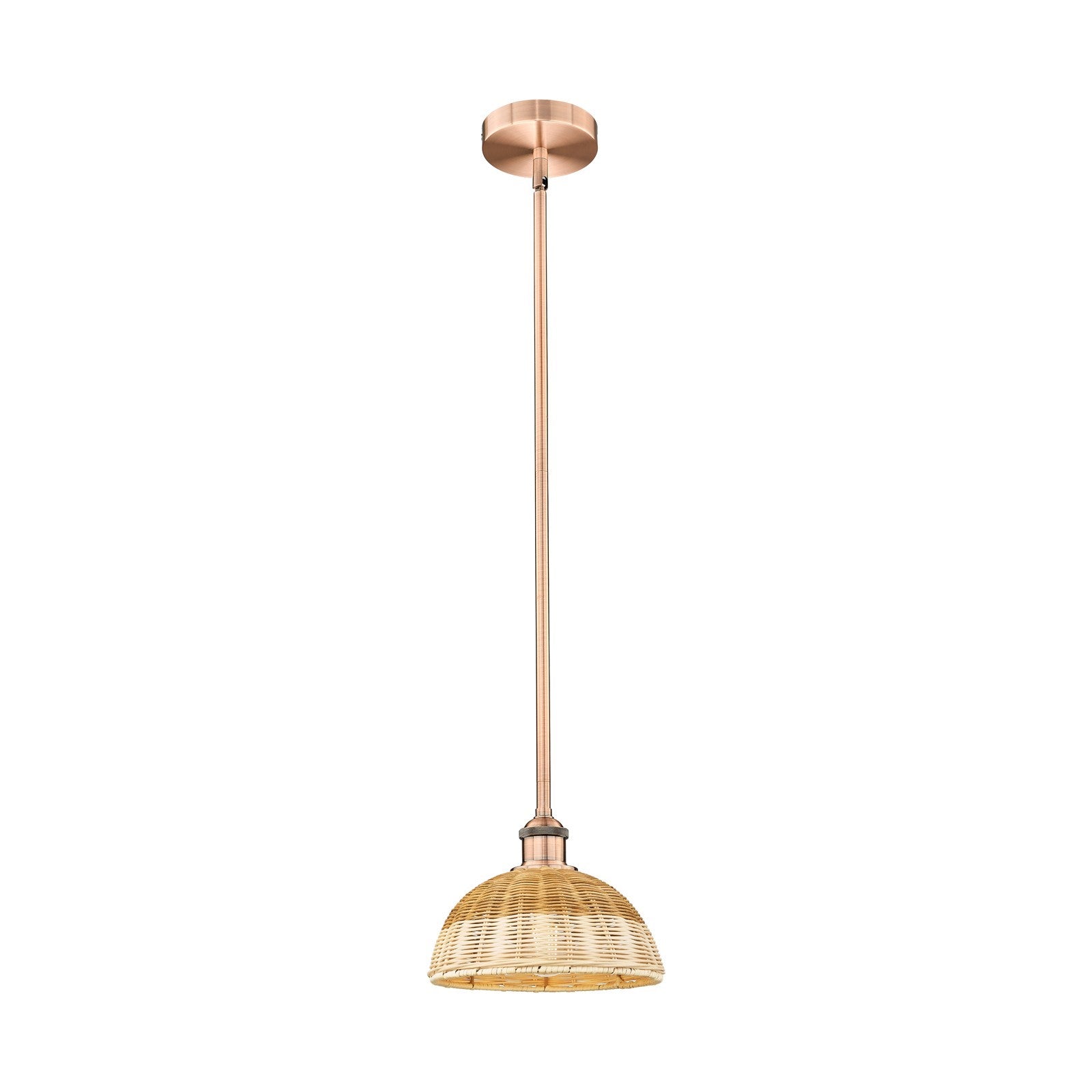 Innovations Bristol Natural II 9in 1-Light Mini Pendant | Industrial Antique Copper and Natural Fiber | Kitchen Island & | Model 616-1S-AC-NBD2-9-NAT
