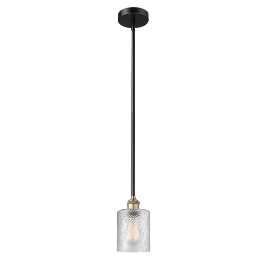 Innovations Cobbleskill 5in 1-Light Mini Pendant | Industrial Black Antique Brass Steel and Clear Glass | Kitchen Island & | Model 616-1S-BAB-G112
