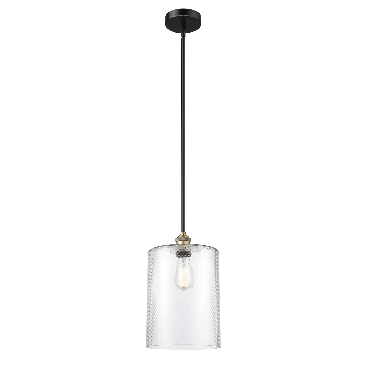 Innovations Cobbleskill 9in 1-Light Mini Pendant | Industrial Black Antique Brass Steel and Clear Glass | Kitchen Island & | Model 616-1S-BAB-G112-L