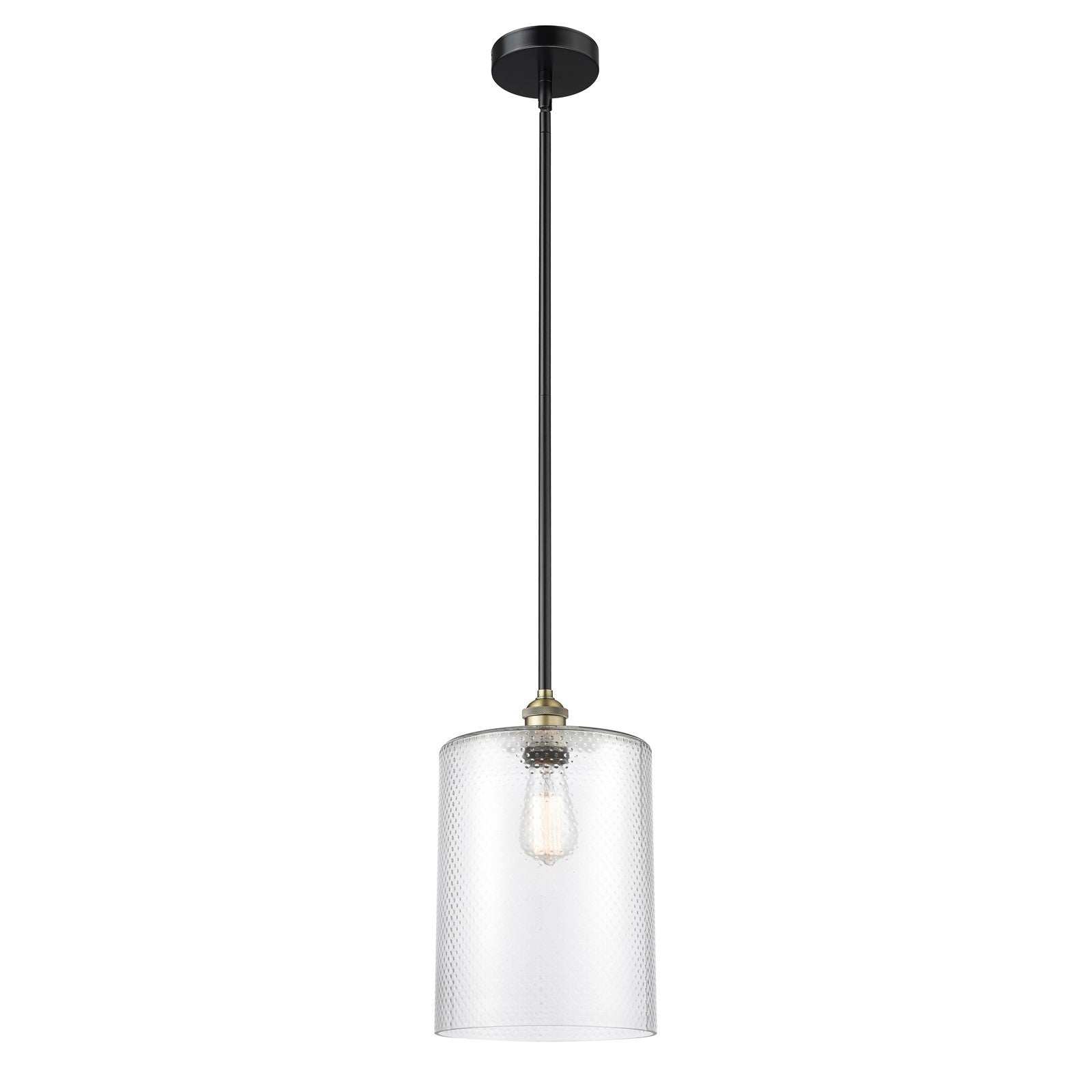 Innovations Cobbleskill 9in 1-Light Mini Pendant | Industrial Black Antique Brass Steel and Clear Glass | Kitchen Island & | Model 616-1S-BAB-G112-L