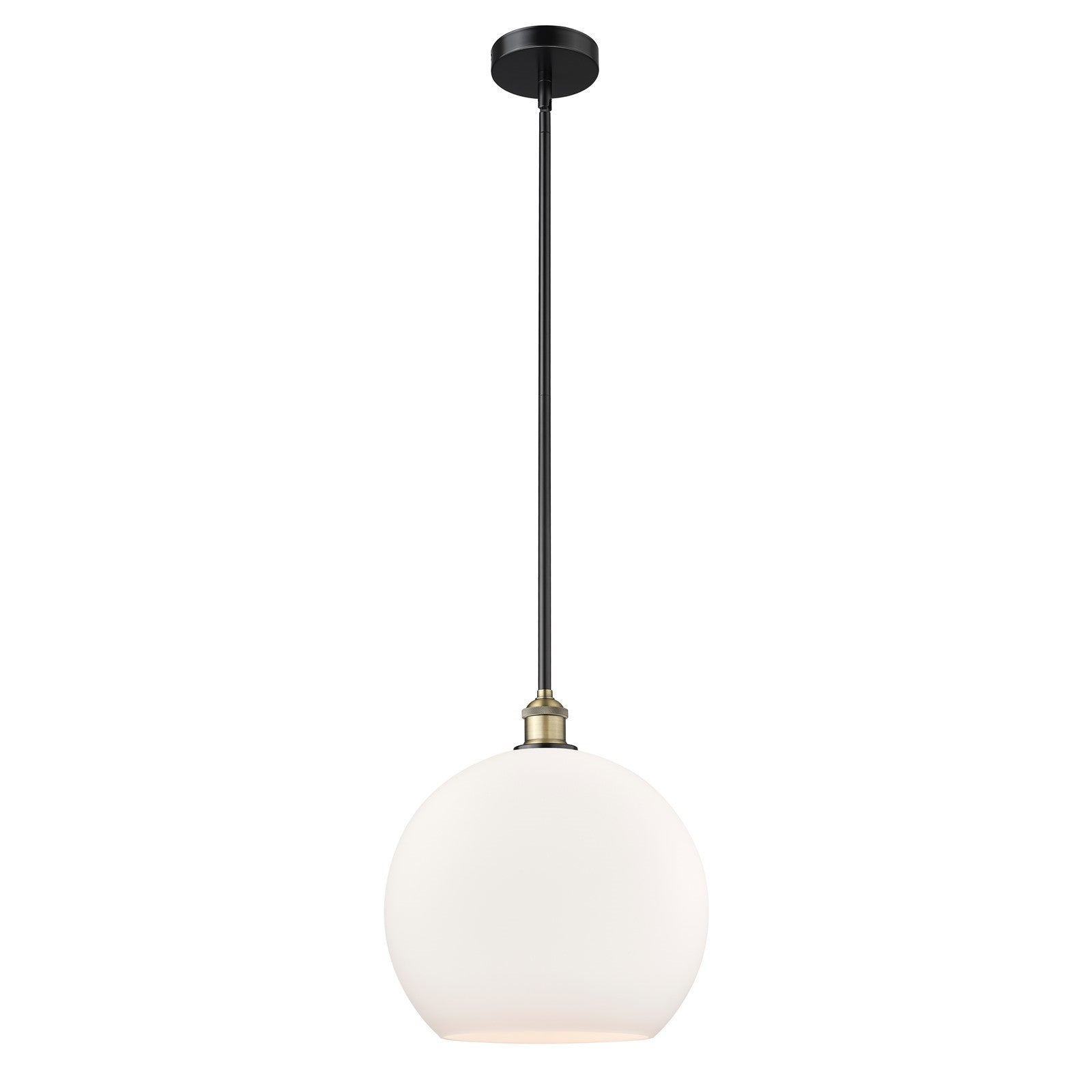 Innovations Athens 14in 1-Light Pendant | Industrial Black Antique Brass Steel and Matte White Glass | Kitchen Island & Dining | Model 616-1S-BAB-G121-14