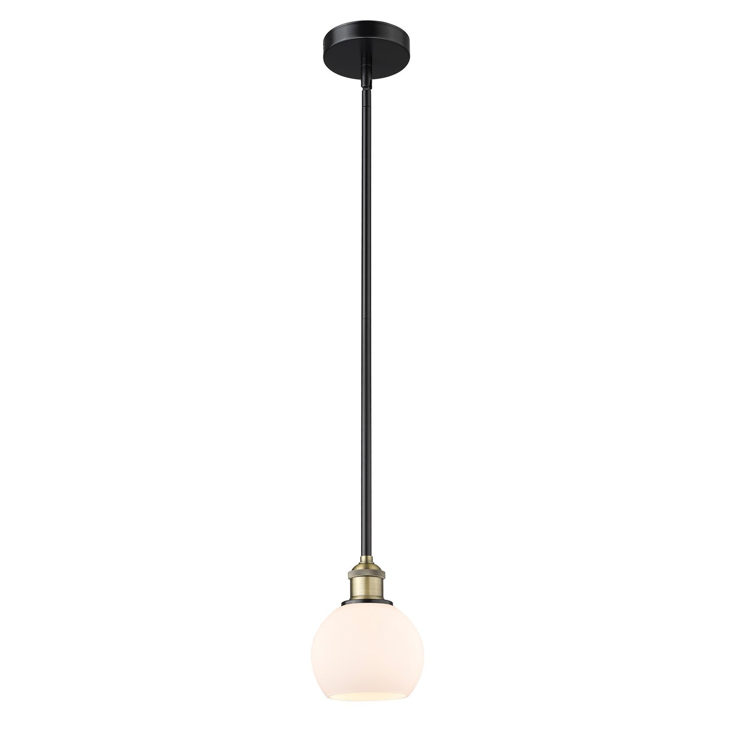 Innovations Athens 6in 1-Light Mini Pendant | Industrial Black Antique Brass and Matte White Glass | Kitchen Island & Dining | Model 616-1S-BAB-G121-6