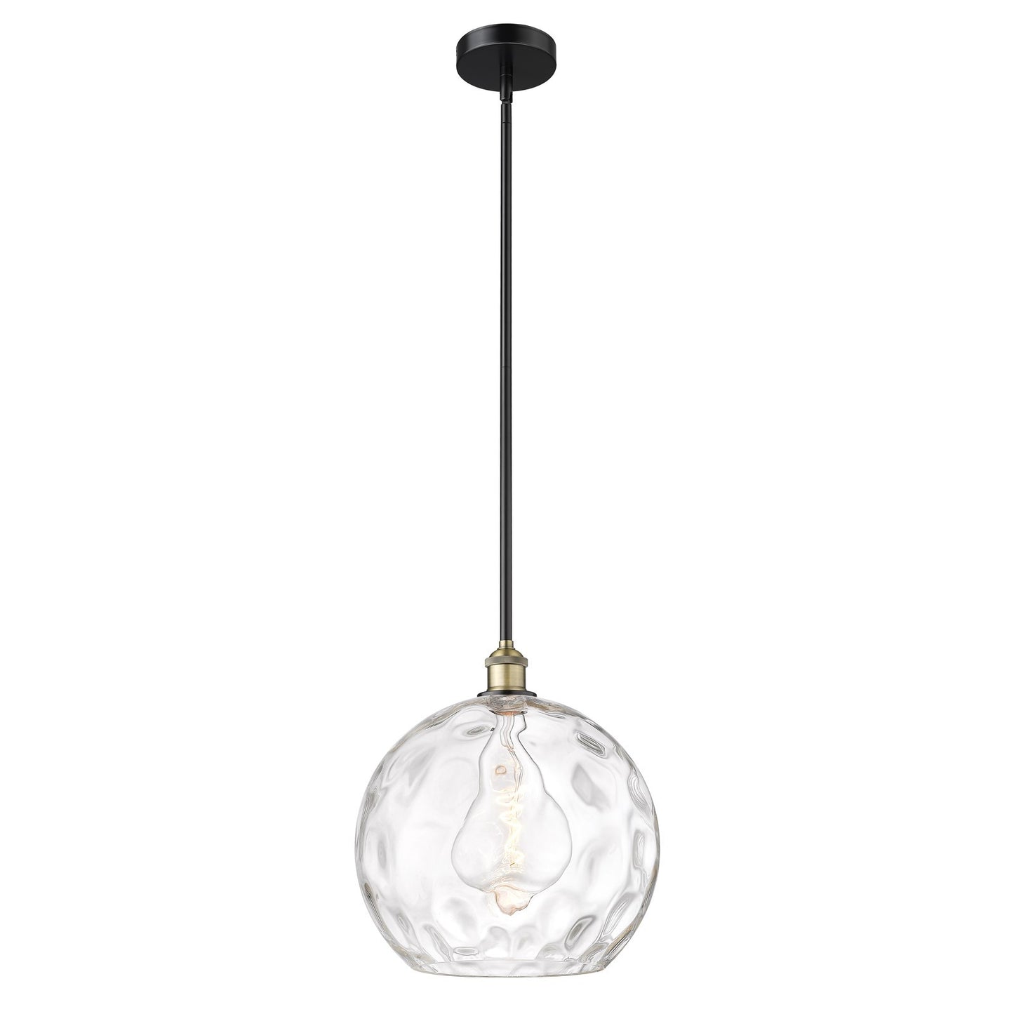 Innovations Athens Water Glass 13in 1-Light Pendant | Industrial Black Antique Brass Steel and Clear Glass | Kitchen Island & | Model 616-1S-BAB-G1215-14