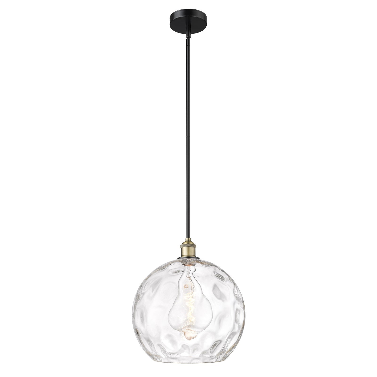 Innovations Athens Water Glass 13in 1-Light Pendant | Industrial Black Antique Brass Steel and Clear Glass | Kitchen Island & | Model 616-1S-BAB-G1215-14