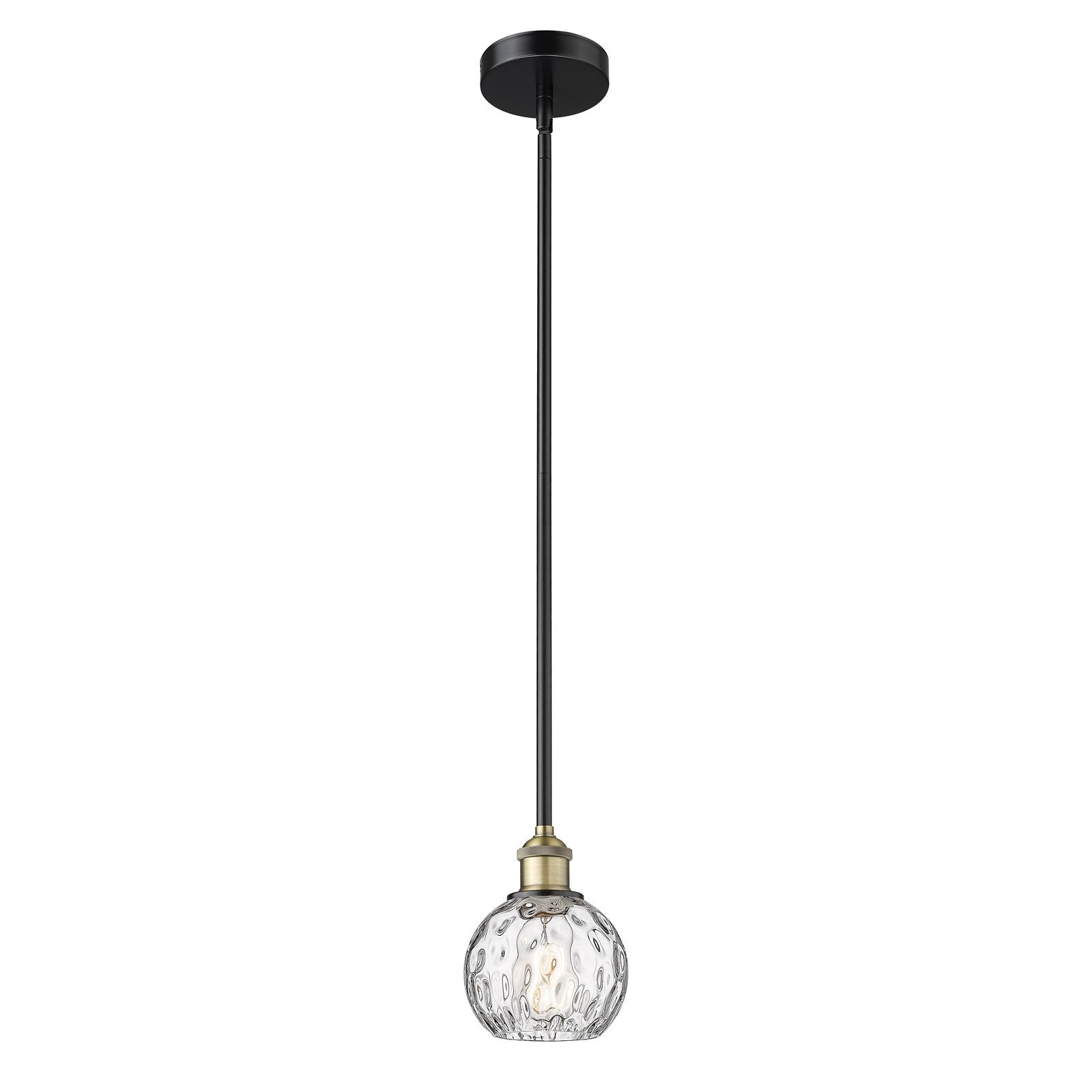 Innovations Athens Water Glass 6in 1-Light Mini Pendant | Industrial Black Antique Brass Steel and Clear Glass | Kitchen Island | Model 616-1S-BAB-G1215-6