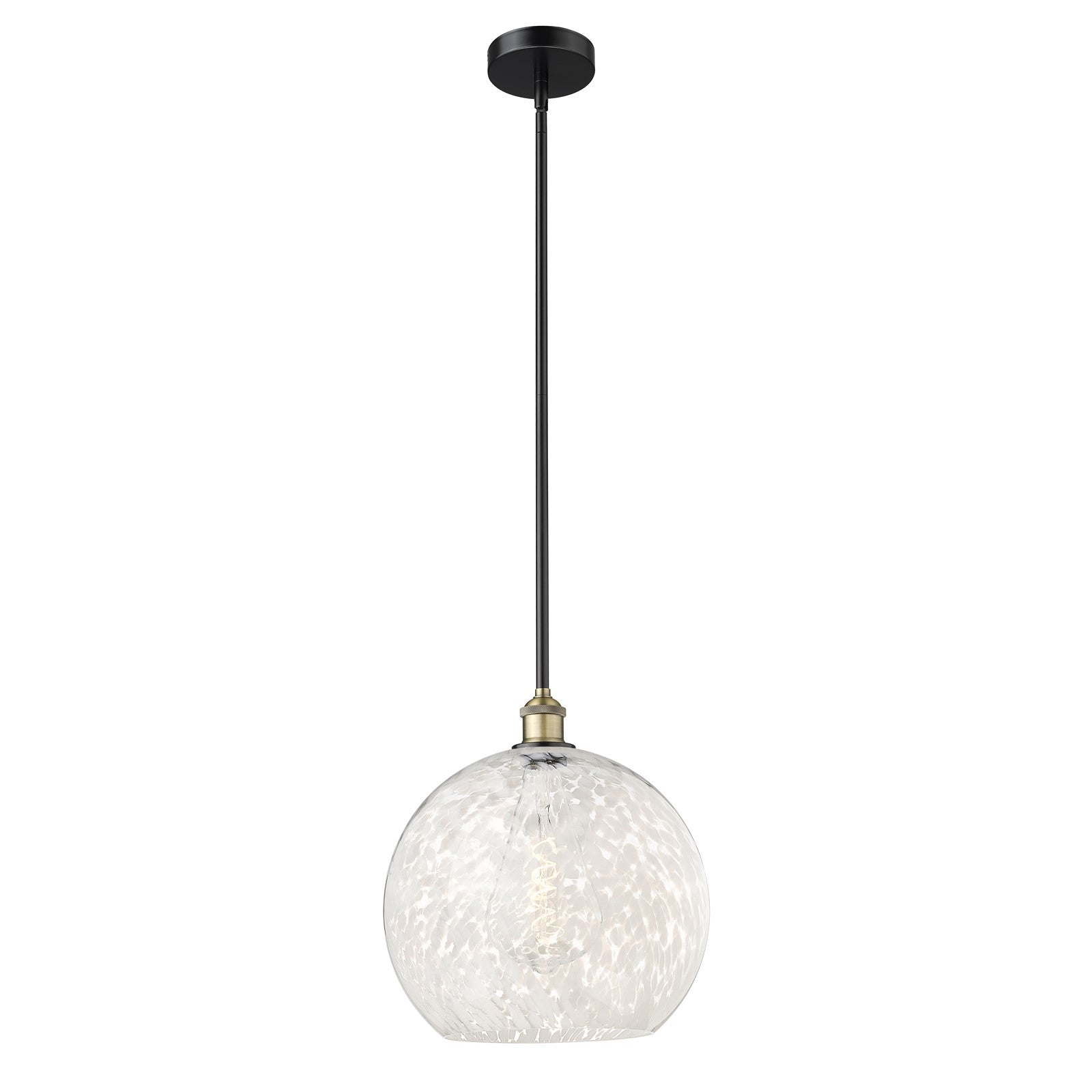 Innovations White Mouchette 14in 1-Light Pendant | Art Nouveau Black Antique Brass and White Glass | Kitchen Island & Dining | Model 616-1S-BAB-G1216-14WM