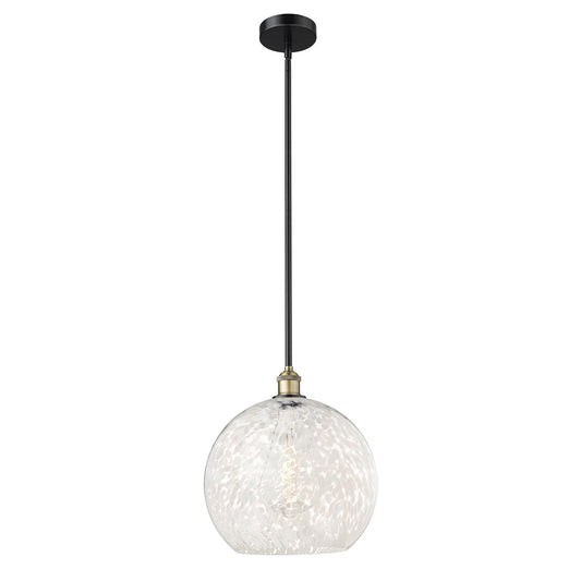 Innovations White Mouchette 14in 1-Light Pendant | Art Nouveau Black Antique Brass and White Glass | Kitchen Island & Dining | Model 616-1S-BAB-G1216-14WM