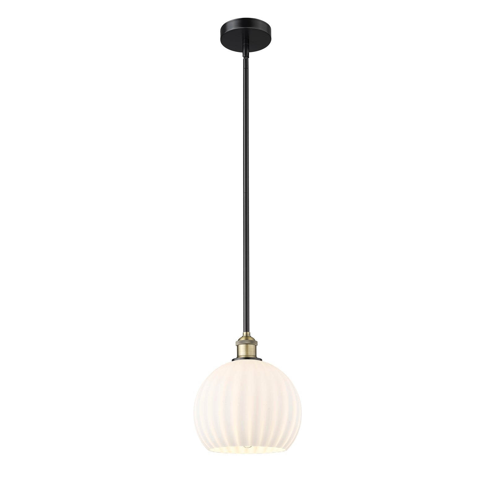 Innovations Lighting White Venetian 10in 1-Light Mini Pendant | Art Nouveau Black Antique Brass Steel and White Venetian | Model 616-1S-BAB-G1217-10WV