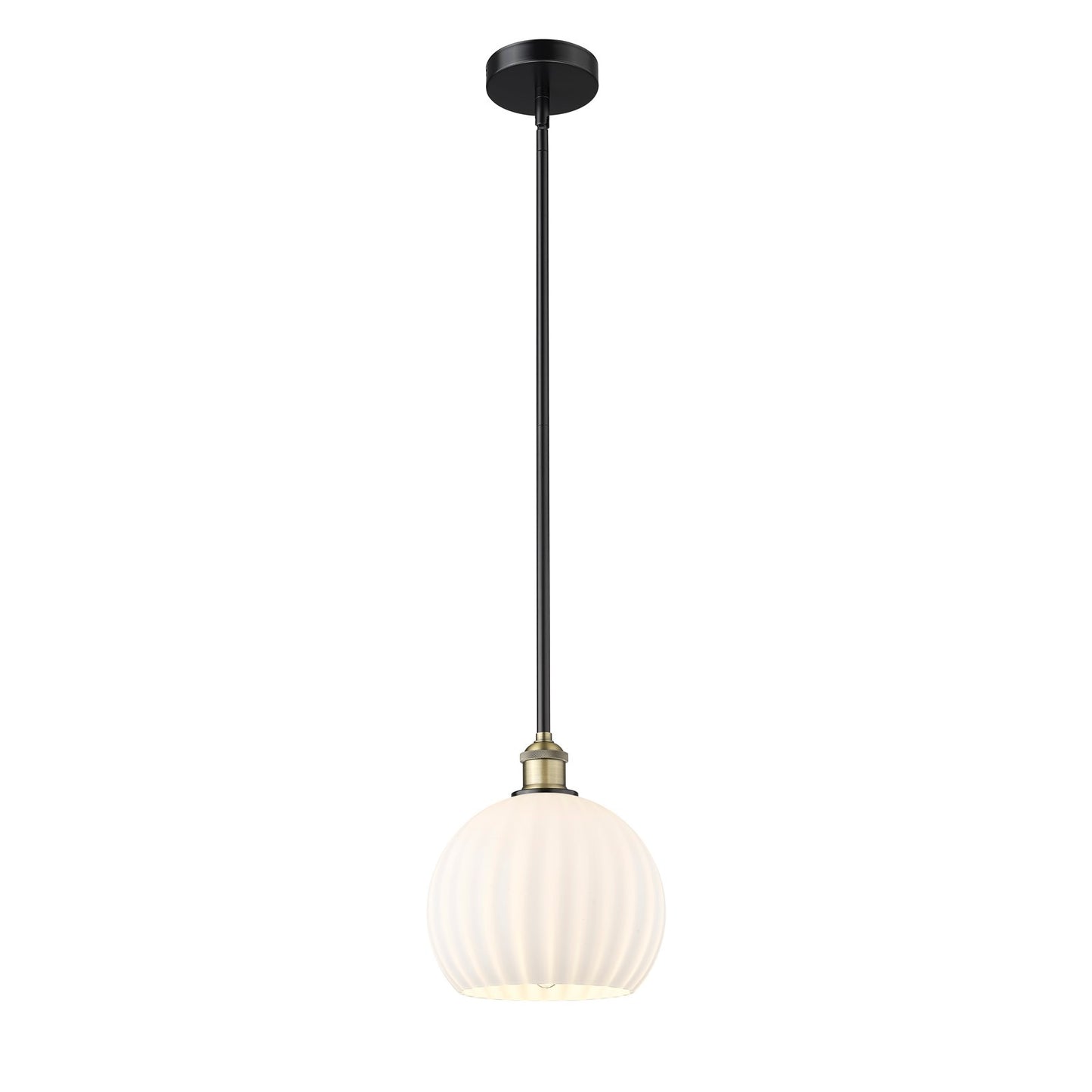Innovations Lighting White Venetian 10in 1-Light Mini Pendant | Art Nouveau Black Antique Brass Steel and White Venetian | Model 616-1S-BAB-G1217-10WV