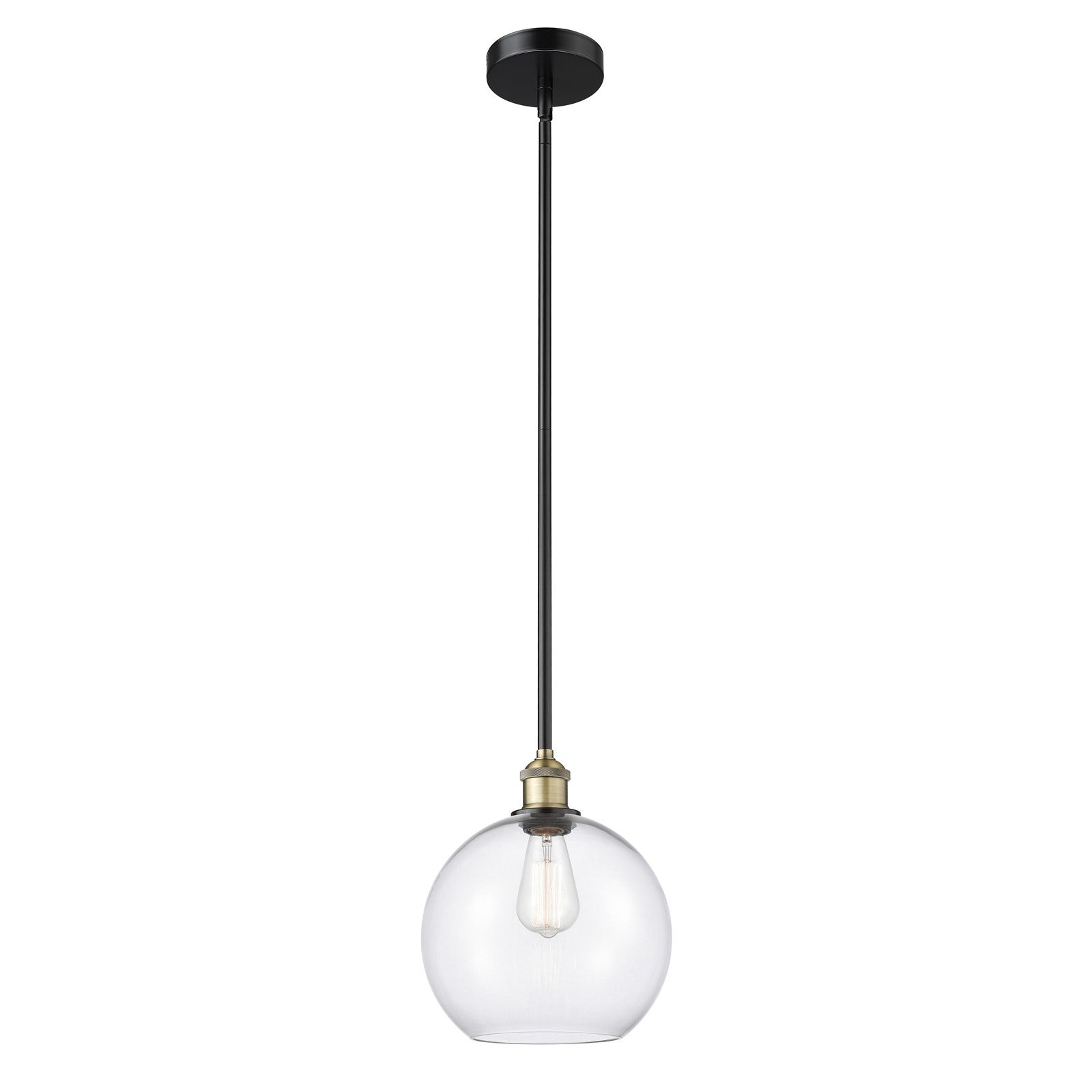 Innovations Athens 10in 1-Light Mini Pendant | Industrial Black Antique Brass Steel and Clear Glass | Kitchen Island & Dining | Model 616-1S-BAB-G122-10