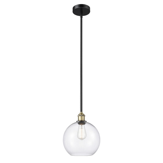 Innovations Athens 10in 1-Light Mini Pendant | Industrial Black Antique Brass Steel and Clear Glass | Kitchen Island & Dining | Model 616-1S-BAB-G122-10