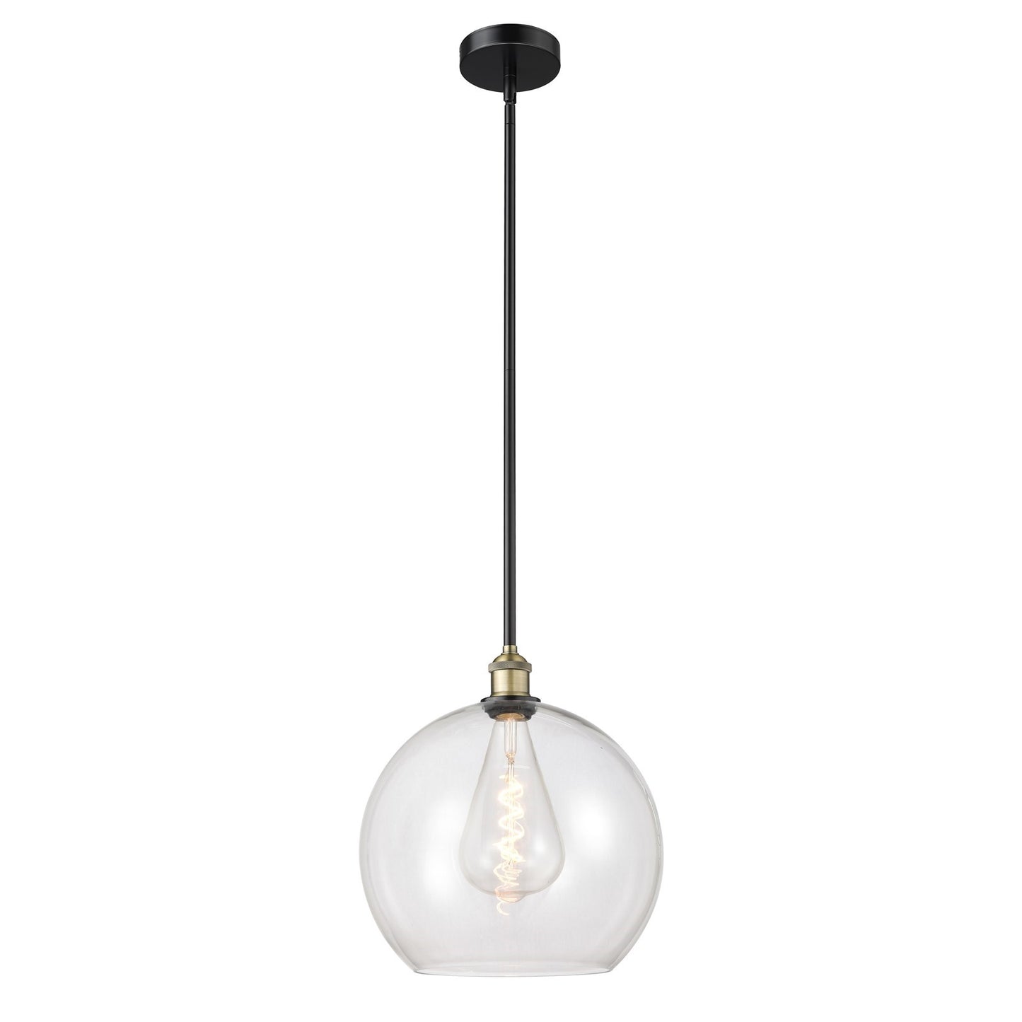 Innovations Athens 14in 1-Light Pendant | Industrial Black Antique Brass Steel and Clear Glass | Kitchen Island & Dining Room | Model 616-1S-BAB-G122-14