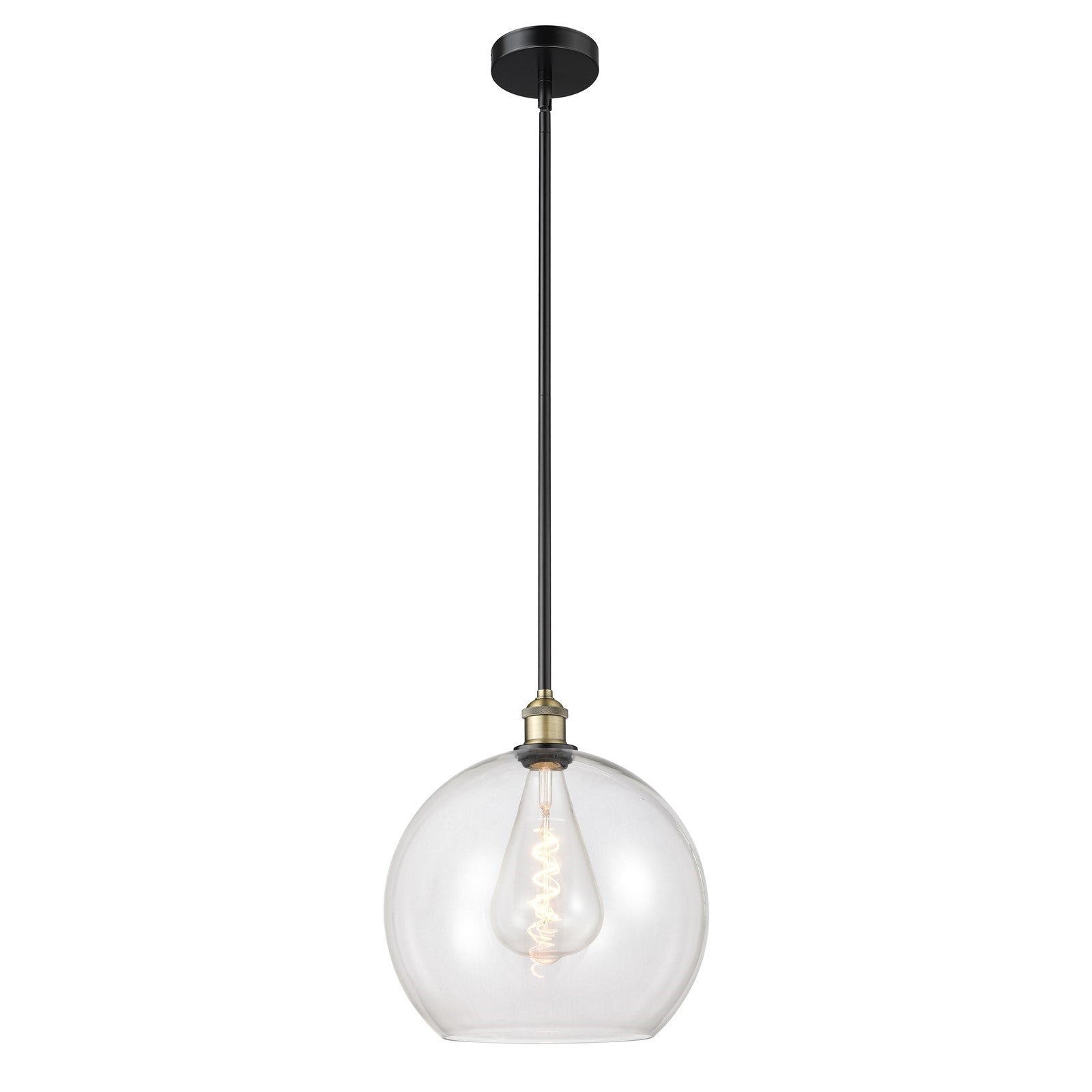 Innovations Athens 14in 1-Light Pendant | Industrial Black Antique Brass Steel and Clear Glass | Kitchen Island & Dining Room | Model 616-1S-BAB-G122-14