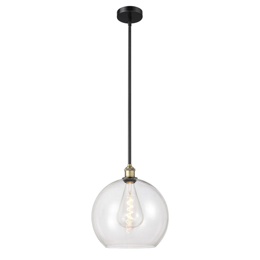 Innovations Athens 14in 1-Light Pendant | Industrial Black Antique Brass Steel and Clear Glass | Kitchen Island & Dining Room | Model 616-1S-BAB-G122-14