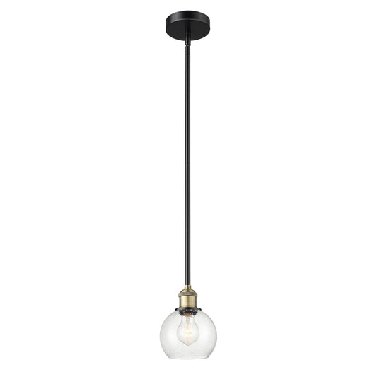 Innovations Athens 6in 1-Light Mini Pendant | Industrial Black Antique Brass Steel and Seedy Glass | Kitchen Island & Dining | Model 616-1S-BAB-G124-6