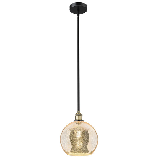 Innovations Athens 10in 1-Light Mini Pendant | Industrial Black Antique Brass and Mercury Glass | Kitchen Island & Dining Room | Model 616-1S-BAB-G128-10